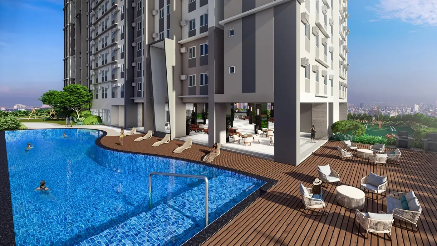 The pool deck at Anissa Heights, Pasay City