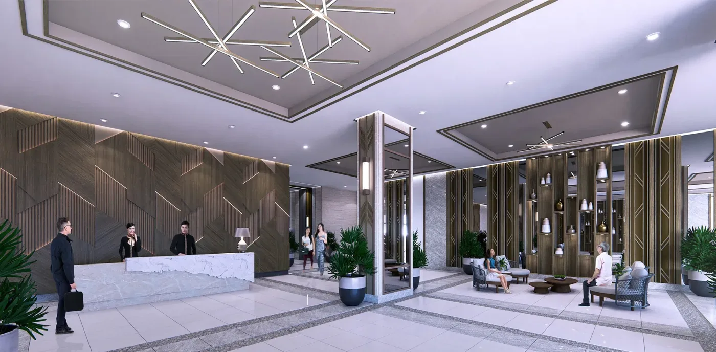 The reception lobby at Anissa Heights