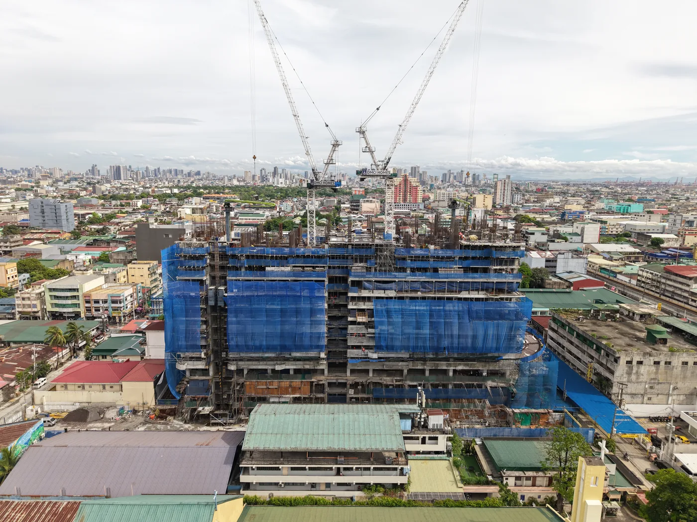 Construction progress aerial photo of The Calinea Tower site in East Grace Park, Caloocan City