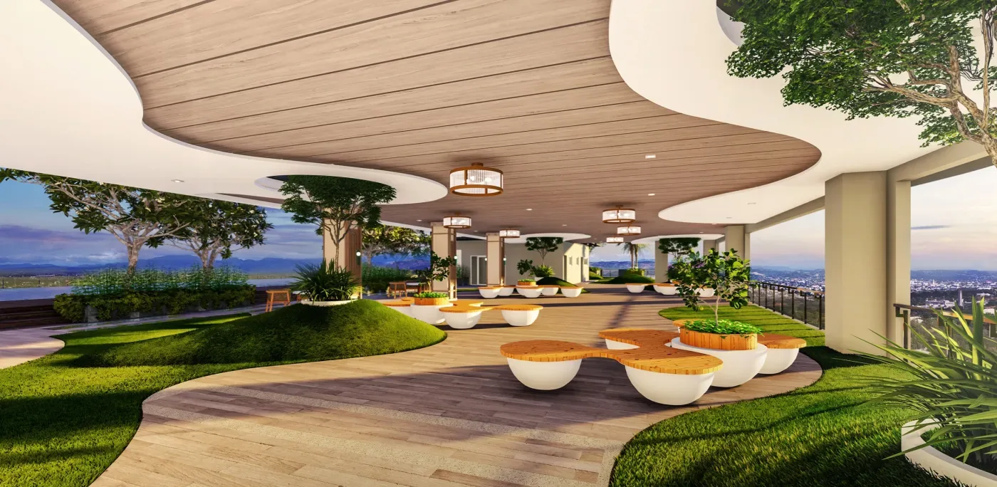 Sky lounge seating and lawn, The Erin Heights