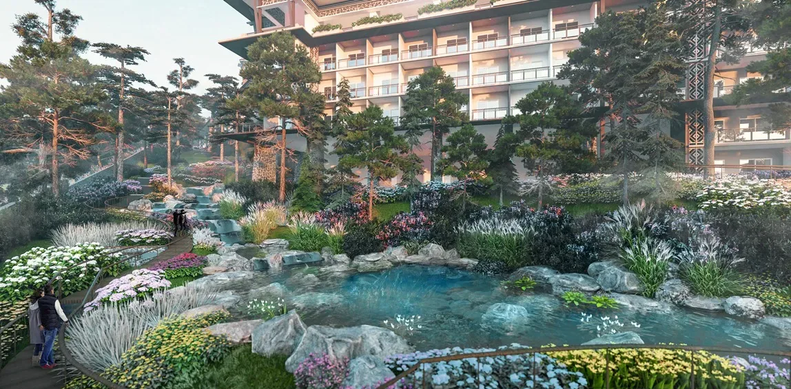 Water garden at Moncello Crest