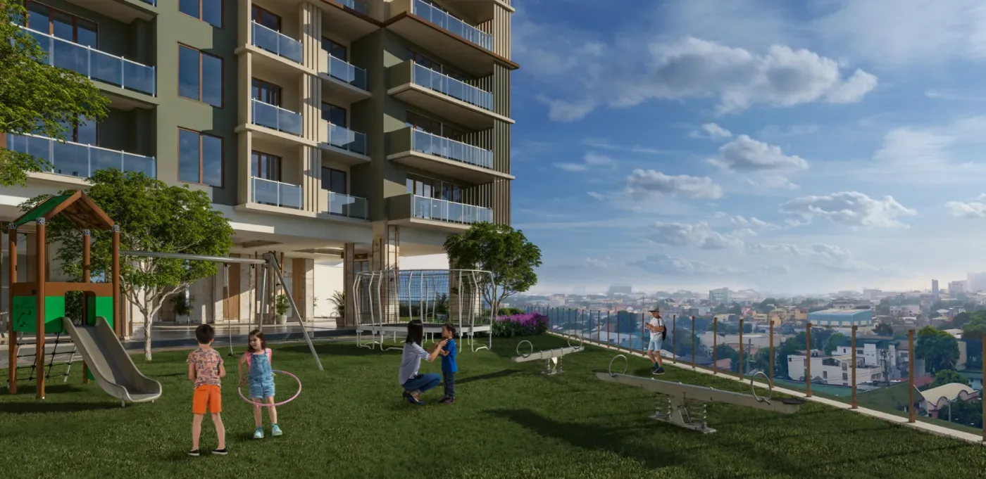 Children's playground on the amenity level at One Delta Terraces