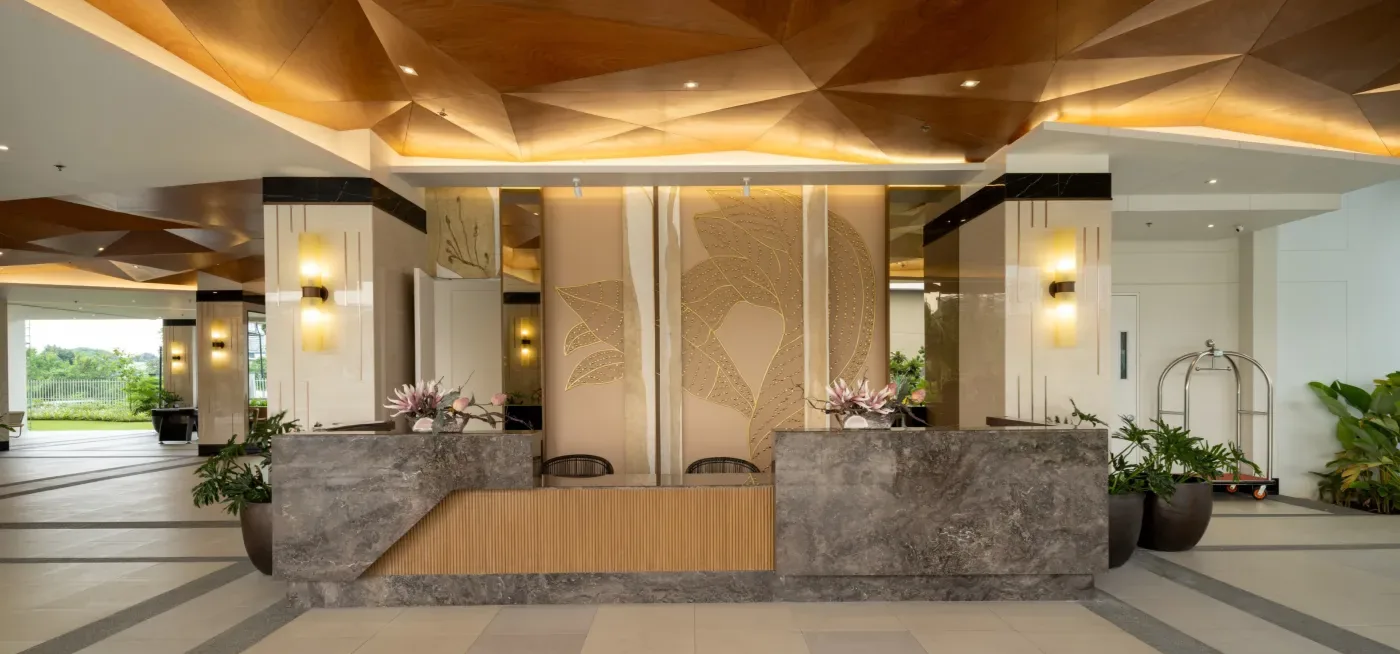 The reception lobby at Sonora Garden Residences