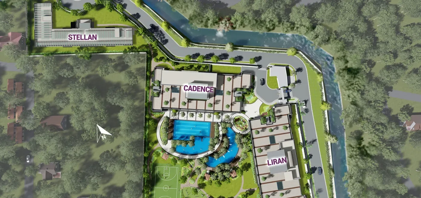 Sonora Garden Residences site development plan showing the three towers and Robinsons Place Las Pinas