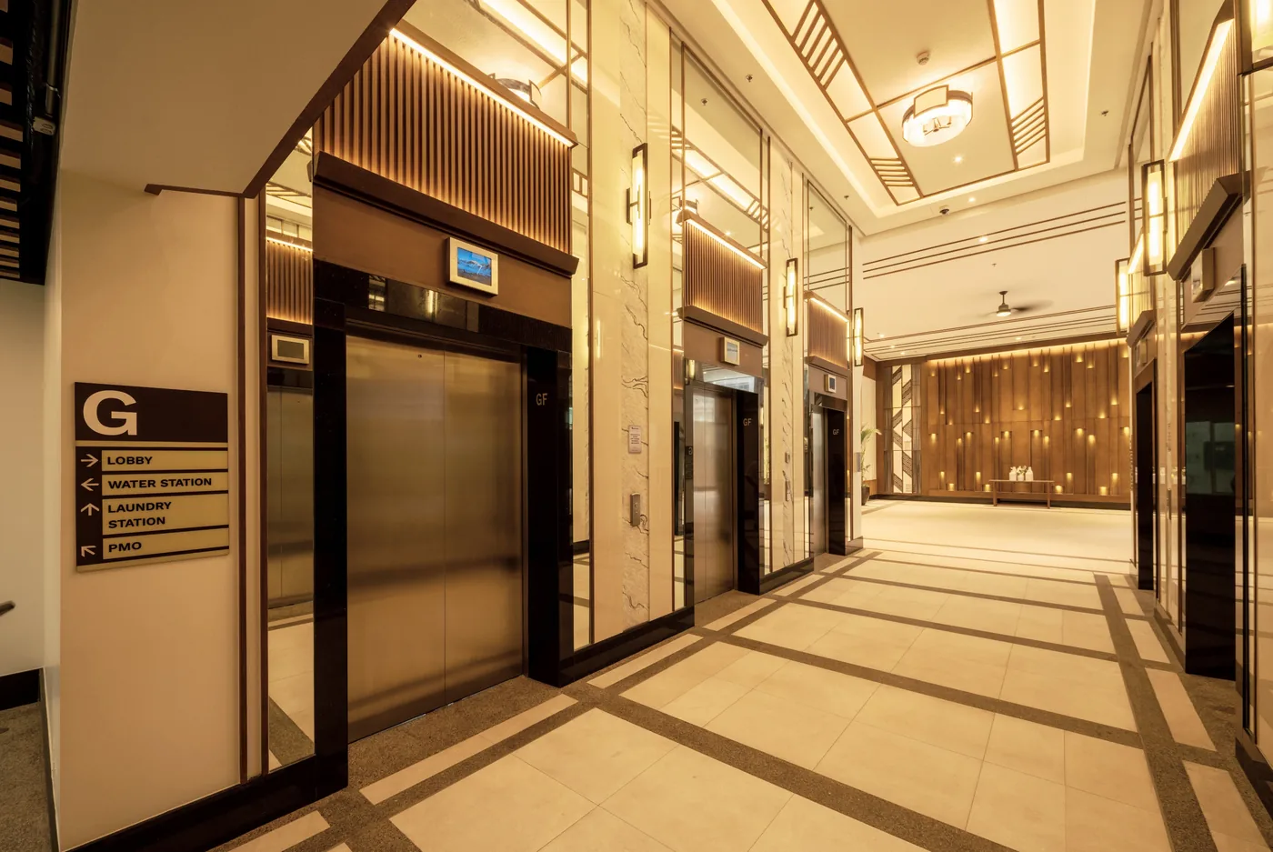 Elevator lobby at The Camden Place
